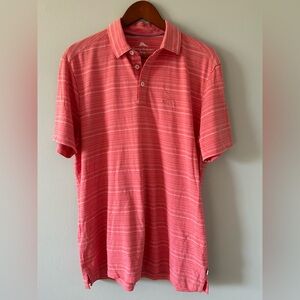 Tommy Bahama Men's Coral Striped Polo Shirt Medium